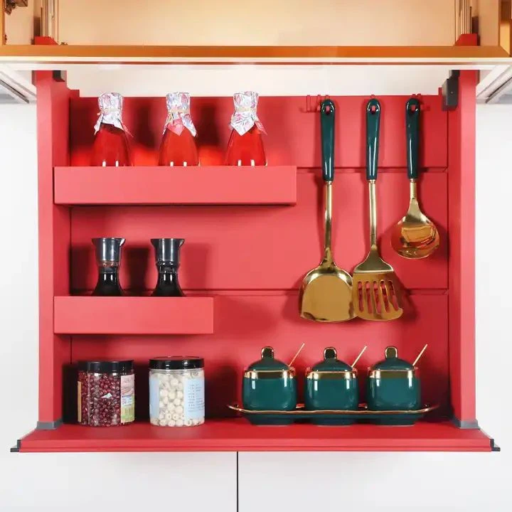 Kitchen Aluminum Alloy Automatic Cabinet Elevator Storage Rack