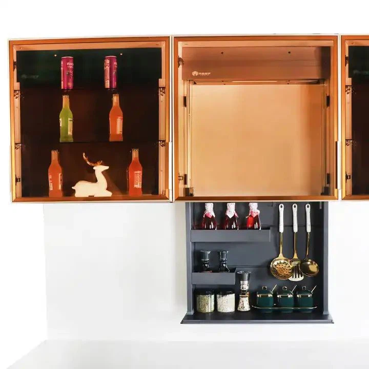 Kitchen Aluminum Alloy Automatic Cabinet Elevator Storage Rack