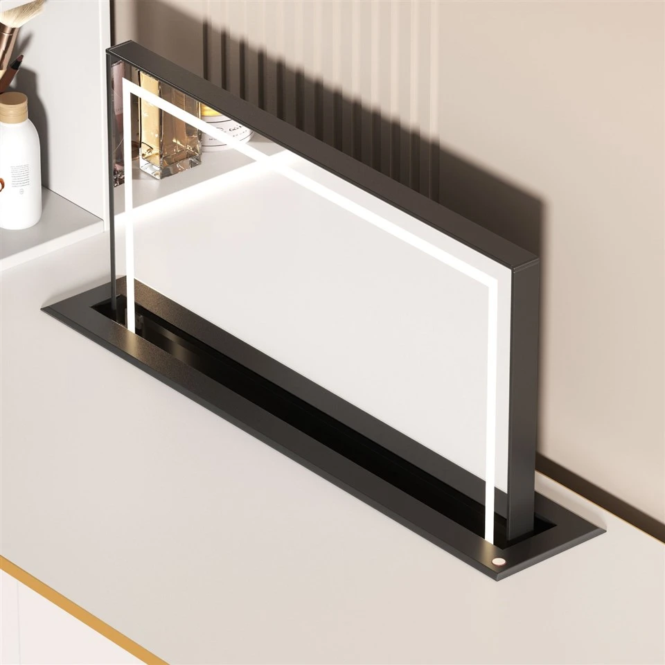 Minimalist Dressing Table with Hidden Motorized Lift Mirror & LED Lights high quality